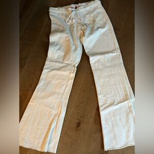 TWISTED HEART White Drawstring Jogger with Red Heart Logo